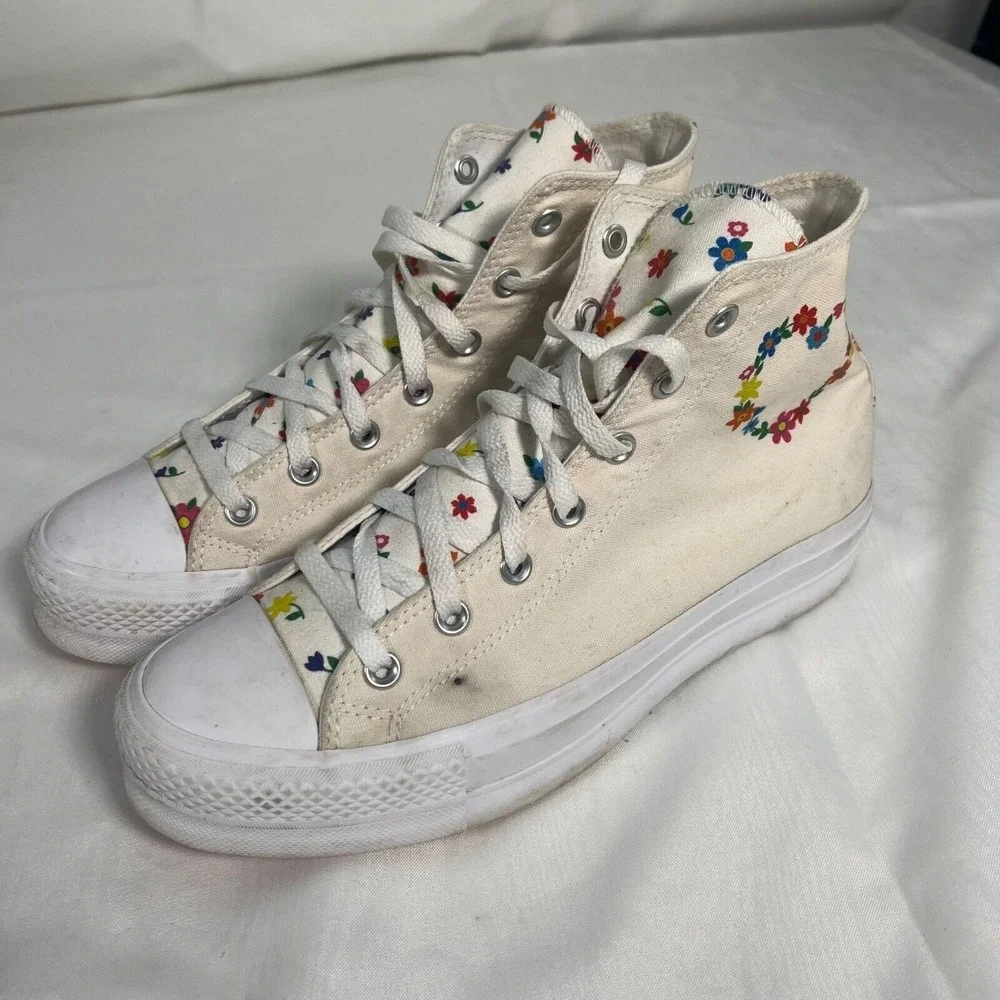 Converse Unisex High-Top Sneakers Floral Pattern Size 9/11 Multicolor Canvas‎